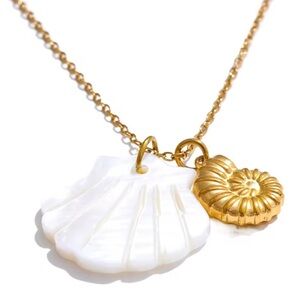 Ocean Gold Seashell White Shell 18K Gold Stainless Steel Waterproof Necklace